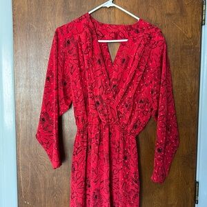 Red and Black Floral silky dress